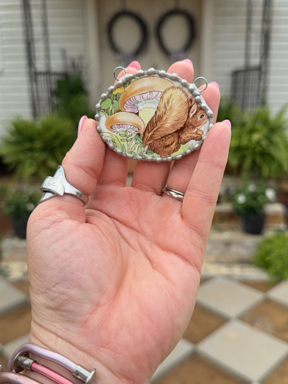 Handcrafted Brown & Green Reptile Habitat Decor Pendant - Unbranded